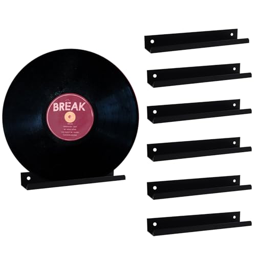 HOMMDECO Suporte para discos de vinil de 15 cm, 6 unidades, suporte de metal para exibição de CD, organizador de CD, prateleira de discos de vinil, prateleira de cozinha, casa de banho, decoração de