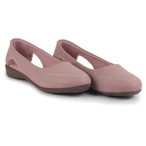 Image of FAUSTO Women Stylish Backless Casual Ballets | Low Heel Cut-Out Slip-On Ballerinas | Comfortable Walking Flats Sandals | Memory Cusion Insole