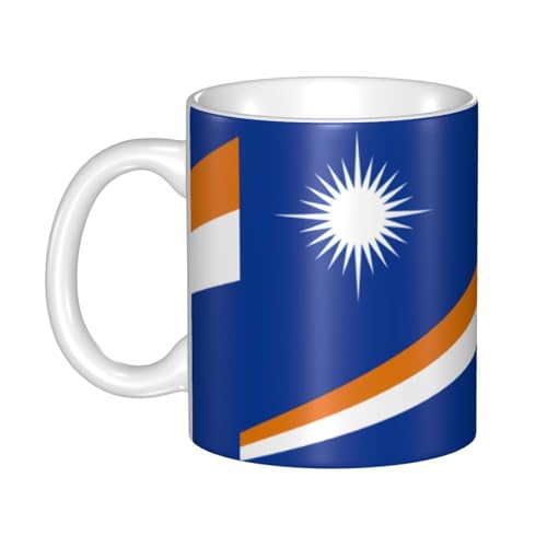 Gpkgsigt Mug en céramique avec motif drapeau des îles Marshall pour cappuccino, latte, céréales, yaourt, lait, boissons chaudes ou froides, four à micro-ondes