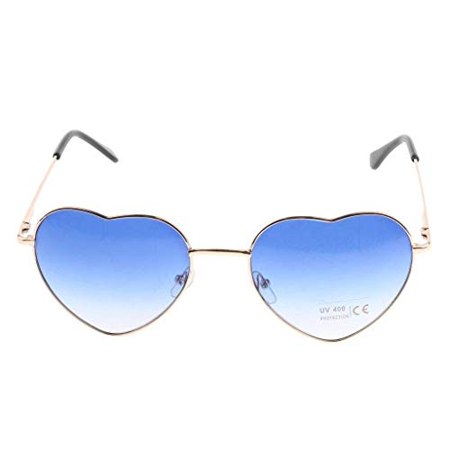 RMXMY Personalidad de la Moda en Forma de corazón en Forma de melocotón Color Transparente Color océano Pieza Gafas de Sol Gafas de Sol (Color : Blue)