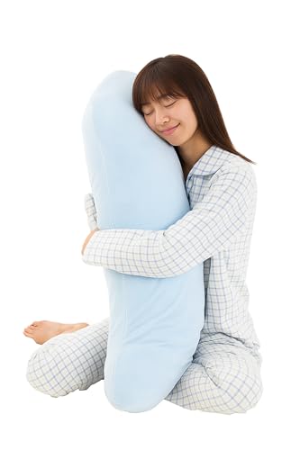 抱き枕 本体 日本製 妊婦 可愛い 5色 カラー 洗える 綿100% カバー 付 冷感 子供 授乳 ふわふわ 軽量 洗濯 コンパクト だきまくら 37×115p ブルー
