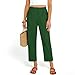 bawilom Capris Pants for Women Summer Casual Loose Elastic High Waist Straight Leg Lounge Beach Cropped Trouser with Pockets Green