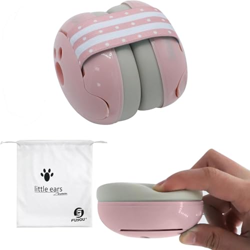 Image of Baby Ear Protector for Flight, Pink Soft Headband Ear Muffs for Kids 0-36 Months, Noise Reducing Baby Ear Buds, Travel Essentials for Infants