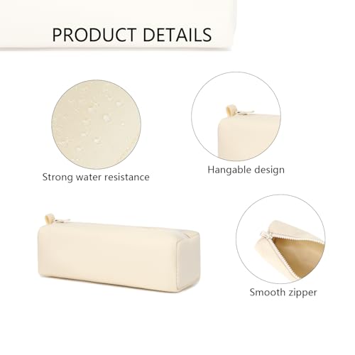 Image of Pencil Case Lightweight and Durable Ideal Pencil Pouch for School and Office Supplies (Cream,Oxford)