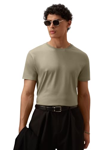 Image of The Souled Store Supima: Men and Boys Short Sleeves Round Neck Solid Premium Basic Casual Lightweight Easy to Style Everyday Streetwear Trendy Supima T-Shirt