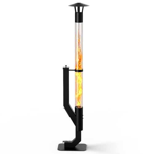 yoyomax Wood Pellet Patio Heater, Outdoor Pellet Heater, Portable Wood Pellet Fire Pit with Ash Tray Patio Rocket Stove for Backyard Camping Garden Balcony, PH08