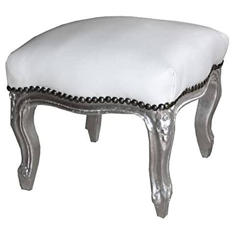Casa Padrino Barroco Taburete Blanco/Plata Cover