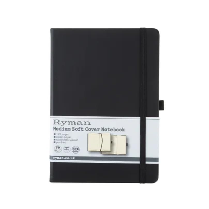 Ryman A5 Soft Cover Lined Notebook (Black)