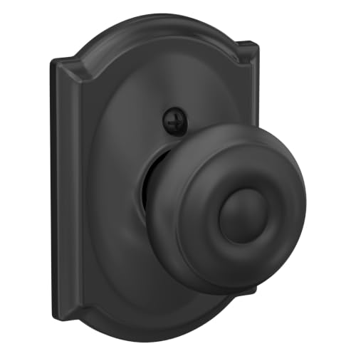 SCHLAGE Georgian Non-Turning Dummy Door Knob, Camelot Trim, Matte Black - image 1