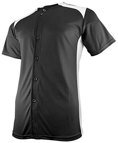 Epic Boy's Full Button 2-Color Game Black/White Baseball Jerseys S
