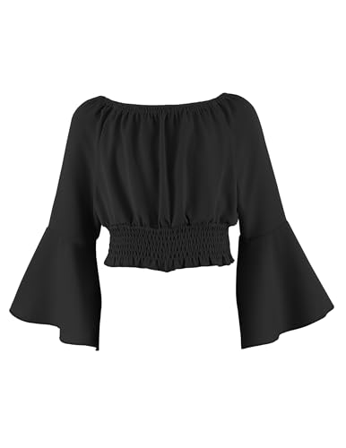 Arshiner Mädchen Langarmshirt Schulterfrei Oberteile Kinder Trägerloses...