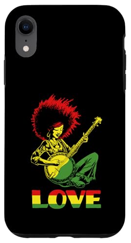 LOVE African American Black Hippie Banjo Girl �X�}�z�P�[�X iPhone XR �p