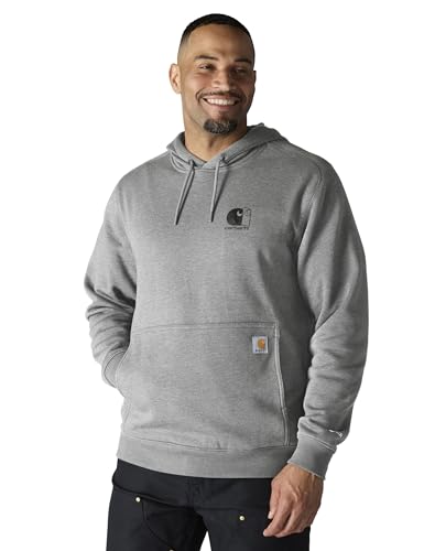 Carhartt Sudadera con capucha para hombre con logotipo de Light, Heather Asphalt, XL