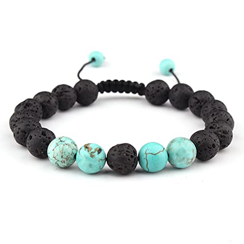 FengShui Schutzarmband, 8mm Türkis Vulkanstein Armband Energie Yoga Perlen Türkis Anhänger Armband Sieben Chakra Geflochtenes Armband Cover