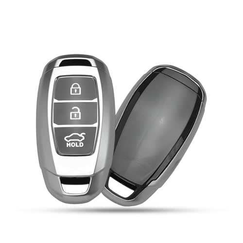 Image of SIAGO TPU Key Cover Compatible with Hyundai Verna | Kona | i20 3Button Flip Key (Grey)