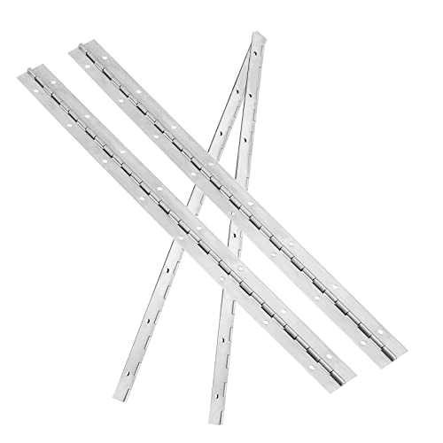 Manchap 8 Pcs 16 Inch Silver Stainless Steel Piano Hinges, Continuous Piano Hinge, Nickle-Plated Folding Cabinet Door Butt Hinge With 144 Screws For Cabinets, Boats, Jewelry Box #TOP3