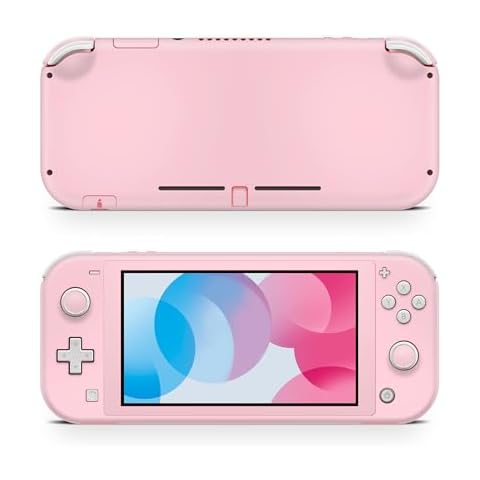 ZOOMHITSKINS Pink Switch Lite Accessories, Compatible for Switch Lite Pink Skin, Love Pink Rose Pastel White Cute Kawaii Couple Strawberry Cherry, 3M Vinyl, Durable & Fit, Made in The USA Cover
