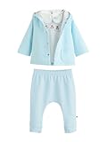 Next Baby Jungen 3-teiliges Baby-Set mit Jersey-Jacke, Bodysuit und Leggings Blue Bear 9 Monate