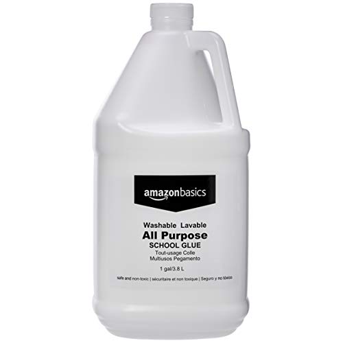 Image of Amazon Basics All Purpose Washable School Classroom Liquid Glue, Great for Making Slime, No-Run Formula, 1 Gallon Bottle, 2-Pack, White