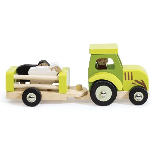 Mentari Toys - Tractor & Trailer - 4pc Wooden Farm Vehicle Playset with Sheep - Montessori Imaginative Play and Storytelling Toy - Fine Motor and Social Skills for Toddlers - Age 18m+ - Image 2