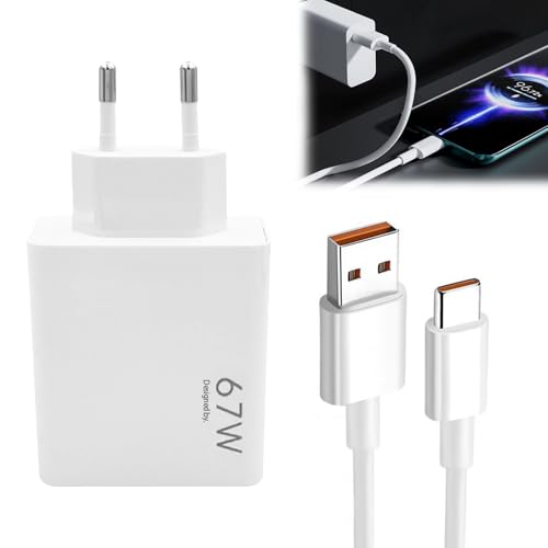 67W Caricabatterie Xiaomi Ricarica Rapida, Caricabatterie Rapido Xiaomi e 2M 6A Tipo C Cavo Mi Turbo, per Xiaomi 14 13 12 12 12s Pro Lite Redmi Note K60 K50 11 11s 12 Pro Plus, Caricabatterie Xiaomi