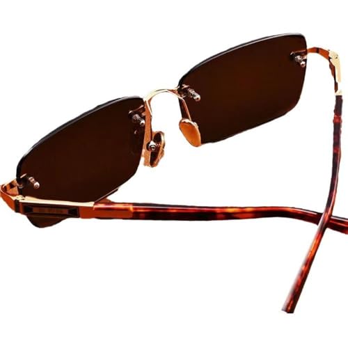 Street Photos Decoration Green Crystal Stone Frameless Metal Eyewear Men's Sunglasses Cycling Goggles Driving Glasses Outdoor Sunglasses(green)3