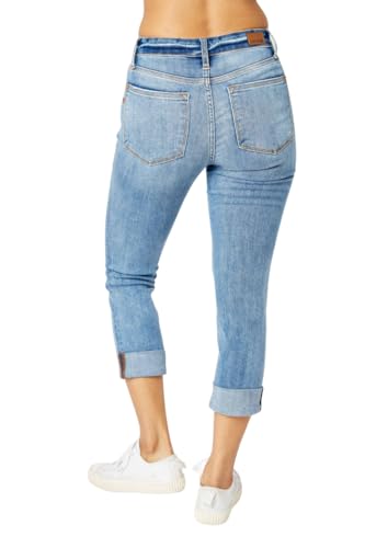 Judy Blue Mid Rise Cuffed Skinny Capri Jeans3