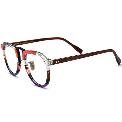 Image of HEPIDEM Multicolor Acetate Glasses Frame Women,Round Vintage Retro Optical Eyeglasses 9339