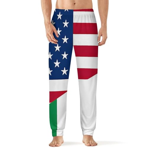 U.S. Italy Flag Men's Pajama Pants Soft Lounge Bottoms Lightweight Jogger for Sleeping