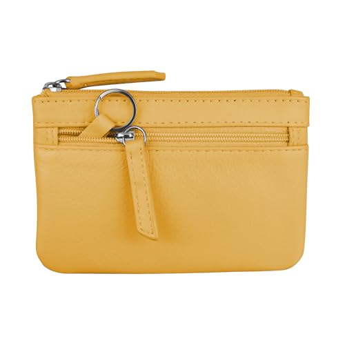 Image of ili New York Leather Mini Compact Coin Purse - Yellow