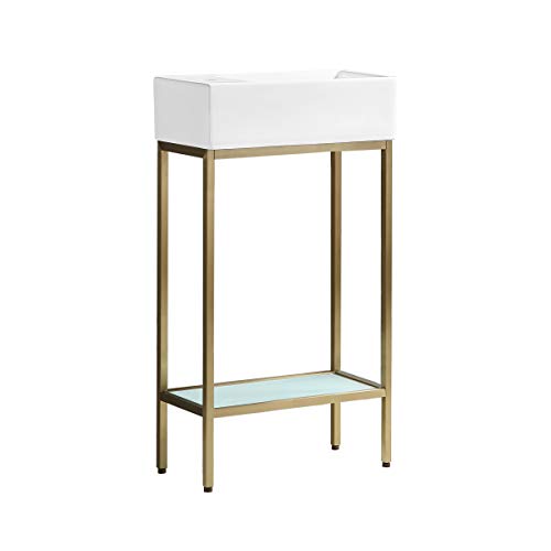 Image of Swiss Madison Pierre 19 inch Freestanding Bathroom Vanity with Open Shelf and Brushed Gold Metal Frame