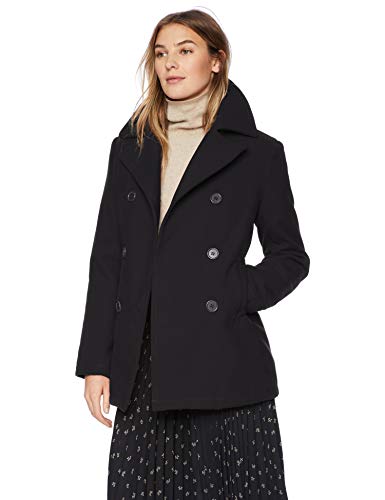 Excelled Leather womens Classic Pea Coat, Black, Large US