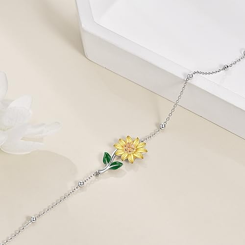 YFN Compass/Flower/Dog/Cat/Hummingbird/Cardinal/Tree of Life/Cat Animal Bracelets Sterling Silver Adjustable Bracelet Jewelry Gifts for Women 7+2"4