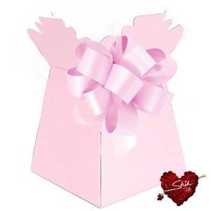 Shik Gifts Pink Living Vase Flower Box Flower Bouquet Transporter, Sweet Tree Box Florist Bouquet Box and pink Pull Bow