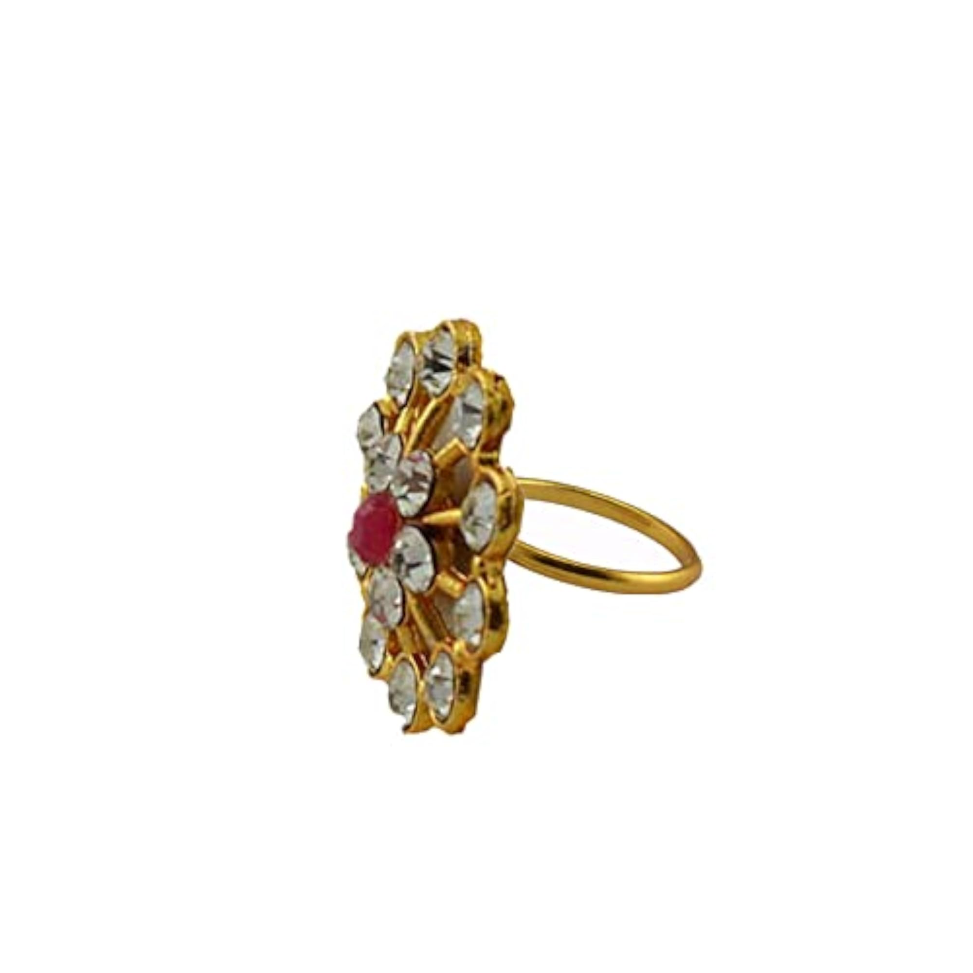 Regular Fit Stone Stud-Platted Brass Ring