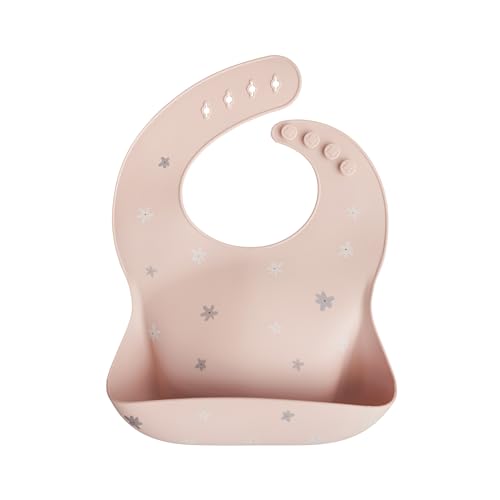 Image of mushie Silicone Baby Bib | Adjustable Fit Waterproof Bibs (Daisy)