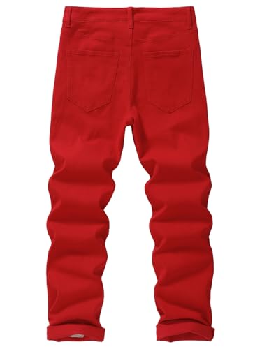 Men's Knee Ripped Slim-Fit Skinny Stretch Cotton Taper Fit Jeans Pants2