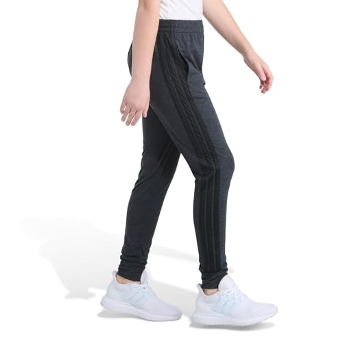 adidas Girls Melange 3-Stripe Jogger, Grey with Black Mélange, M (10/12) by adidas - Image 2