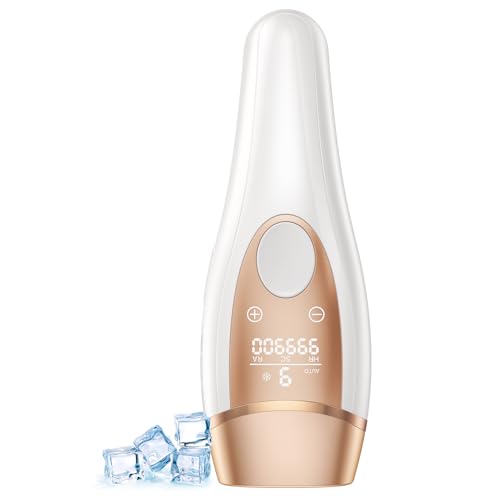 Depiladora Laser con Enfriamiento por Hielo Depiladora Luz Pulsada 9 Niveles de Energía, 999,900 Luz Pulsada para Línea del Bikini, Cara y Cuerpo