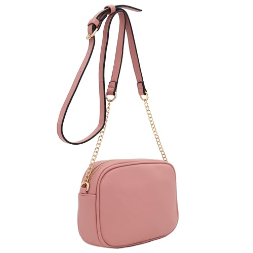 Image of FashionPuzzle Chevron Quilted Crossbody Camera Bag with Chain Strap and Tassel