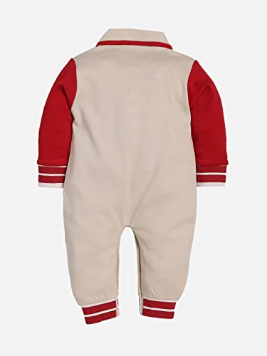Image of BABY GO Cotton Full Sleeve Polo Neck Romper for Baby Boys | Cute Printed Collared Jumpsuit with Snap Buttons | Newborn Bodysuit & Sleepsuit