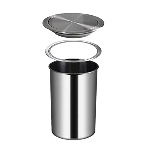 Caneca de basura empotrable con tapa y superficie cepillada
