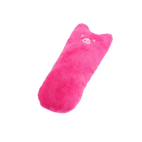 LafyHo Funny Interactive Plush Cat Toy Pet Kitten Chewing Toy bite cat mint Teeth Grinding Catnip Claws Thumb Bite Cat Mint rose red