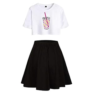 Maisley Charli D’Amelio Kort Rokkostuum Hype House ZomerBlootgestelde Navel Tops + Korte Rok Sport Korte T-Shirt Kleding…