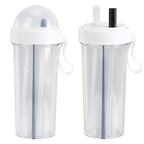 Water Cup 600Ml Water Bottle Water Cup Water Glass Creativity Straw for Hydration Bottle Drinking Cup Watering Cup with Waterer Cup Stemmed Water Glasses (White)