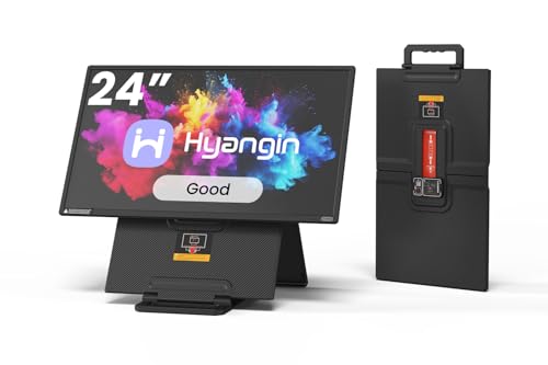 Image of Hyangin Used Good 24-inch Large Portable Monitor for Laptop, 2026 Upgraded 1080P FHD 100Hz Portable Screen,125% sRGB IPS Portable Second Monitor with Adjustable Stand for Laptop, MacBook, Phones