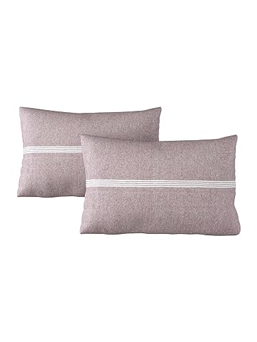 Image of Varde 180 TC Pillow Cover Set of 2 | Pillow Cover Cotton 100% | Pillow Cover Set of 2 King Size | Wrinkle Free & Fade Resistance | Striped Pattern | Standard Size | All Season Use (Light Maroon)