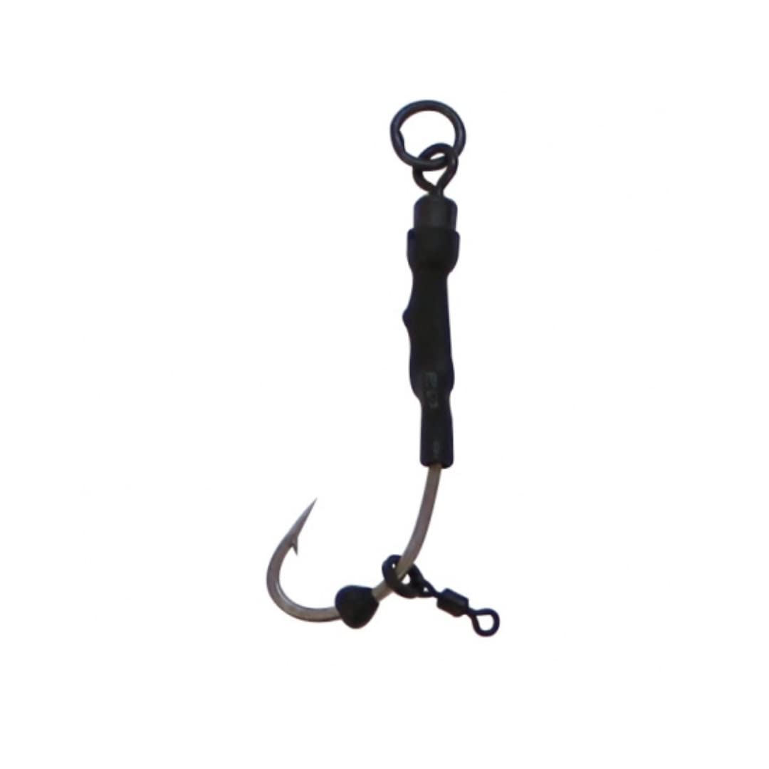 4x Micro-Swivel Carp Ronnie Rig Ready Tied Curve Shank Barbed Hook Size 6 or 8 (Size 6)