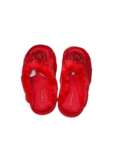Victoria's Secret Closed Toe Faux Fur Slipper Color Red New2