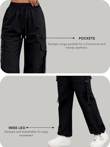 Image of Leriya Fashion Cargo Pants For Woman | Trousers For Womans |High Waist PolyCotton Trouser for Women - Flared Parachute Pants with Side Pockets |Womens Cargo Pant | Track Pant For Womans |Elegant for College & Events (Available in Plus Size)